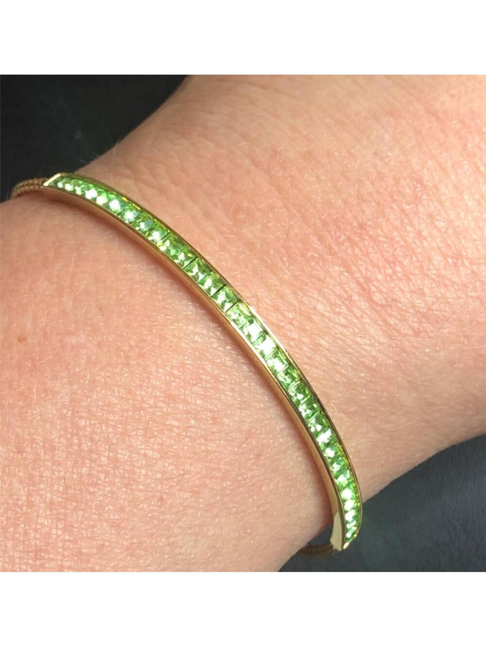 3819 Michael Kors goldtone Brilliance Green crystal slider adjustable Bracelet